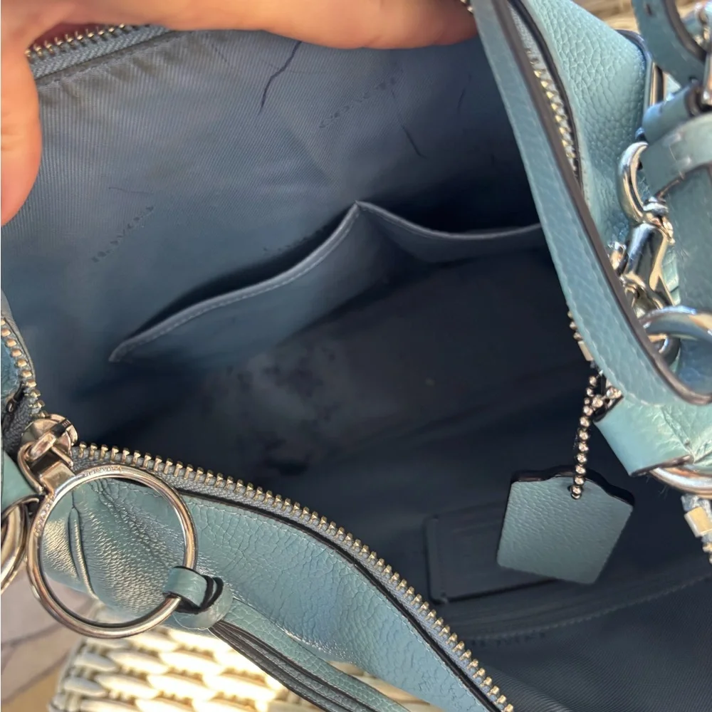 Coach Leather Sutton Hobo Shoulder Bag blue boho timeless versatile classic chic